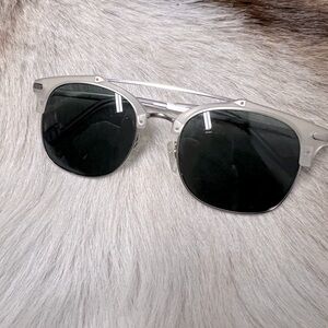 AJ Morgan Designer Double Bridge Half Frame Round Sunglasses black unisex